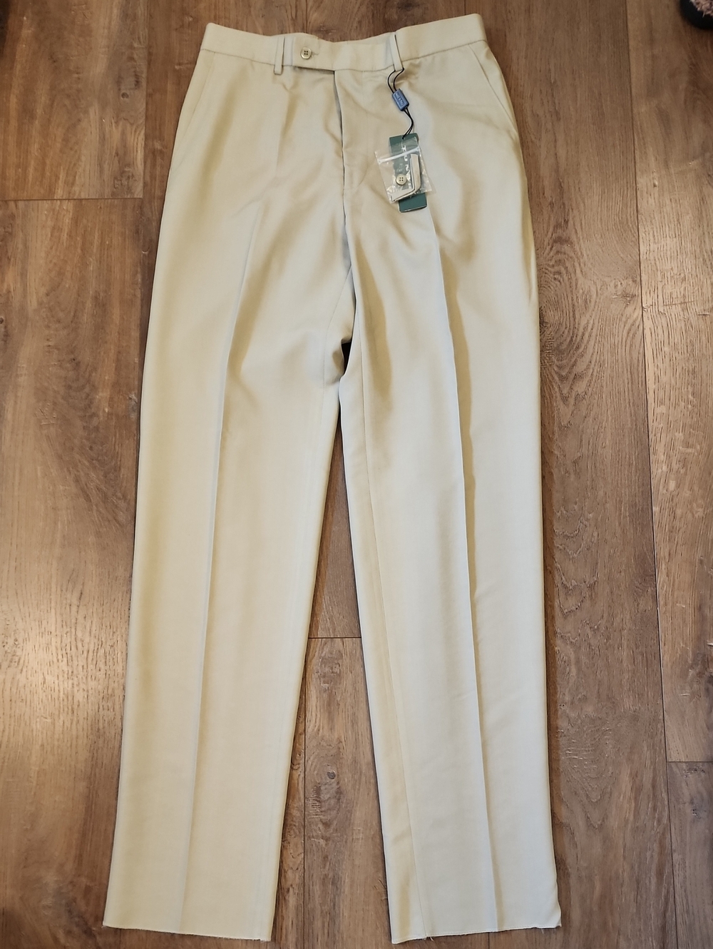Tundra Plain Front Tan Pants Classic Italy Made Business Casual Mens size 34 NWT